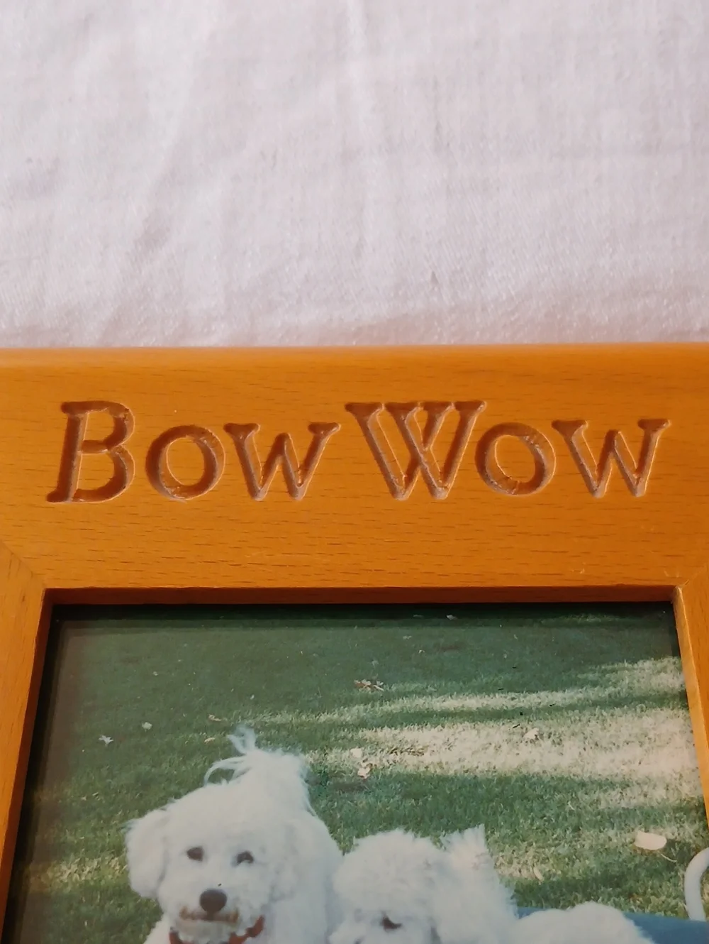 Bow Wow Picture Frame Square 6.5” Solid Wood Dog Pet Best Friend